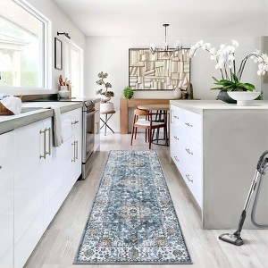 Area Rug Machine Washable Rug Vintage Medallion Indoor Accent Rug Traditional Floral Print Rug for Living Room Bedroom - 1 of 4