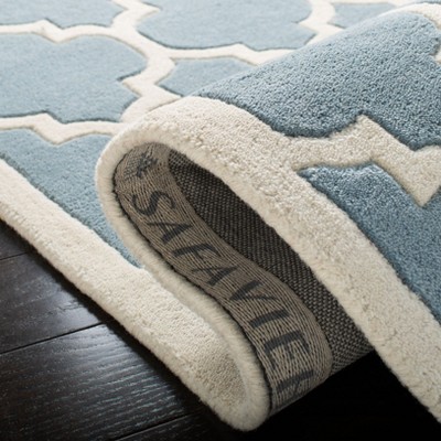 Handmade Blue and Ivory Tufted Wool Square Rug