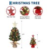 Small Christmas Tree with Top Star & Lights, Tabletop Artificial Pine Tree with Red Berries & Pine Cones - 2 of 4