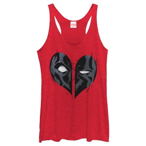 Women's Marvel Deadpool Heart Mask Racerback Tank Top - 1 of 4
