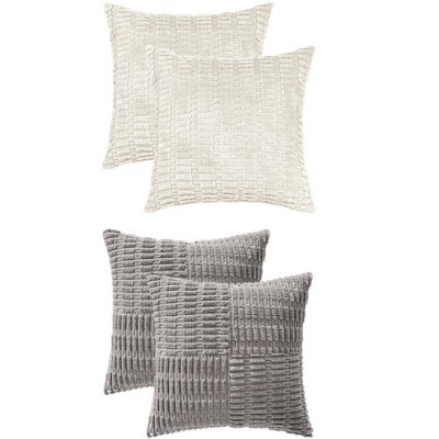 REGALWOVEN 4 Pcs Solid Corduroy Modern Throw Pillow Covers 18" x 18"