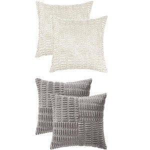 REGALWOVEN 4 Pcs Solid Corduroy Modern Throw Pillow Covers 18" x 18" - 1 of 4