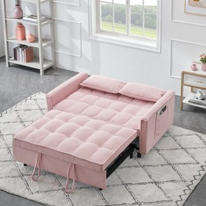 Sapphtopaz Pull Out Sofa Bed Velvet 3-in-1 Convertible Sleeper Sofa with Pillows and Pocket Small Loveseat Couches for Living Room,Bedroom - 1 of 4