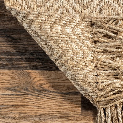 Maui Hand-Tufted Jute Area Rug with Stripes, 4' x 6', Natural
