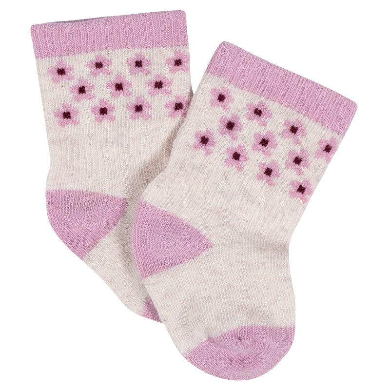 Gerber Baby Girls' 8-Pack Jersey Wiggle Proof® Socks Lavender Garden, 5 of 10