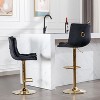 LOVMOR Set of 2 Bar Stools,with Chrome Footrest and Base Swivel Height Adjustable Mechanical Lifting Velvet + Golden Leg Simple Bar Stoo - 3 of 4