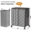 WOWLIVE Laundry Hamper with Wheels and Wood Lid, Heavy Duty Laundry Basket with Removable Liner - 3 of 4