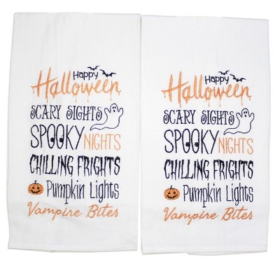 Happy Halloween Kitchen Utensils set of 2 Orange Bat Print -    Halloween kitchen towels, Decorative tea towels, Halloween kitchen