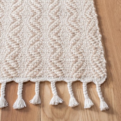 Beige Hand-Tufted Wool and Cotton Flat Woven Rug, 3' x 5'