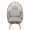 Outdoor Wicker Patio Egg Chair With Cushions, Backrest Swivel Accent Chair, All-Weather Patio Furniture for Backyard or Balcony-Maison Boucle - 2 of 4