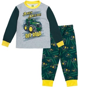 John Deere Tractor Construction Raglan Pajama Shirt and and Pajama Pants Sleep Set Toddler - 1 of 4