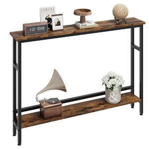 5.9” Narrow Console Table - 2 Tier Slim Console Tables for Entryway, Industrial Sofa Table with Adjustable Shelf, for Living Room, Hallway, Foyer - 1 of 4
