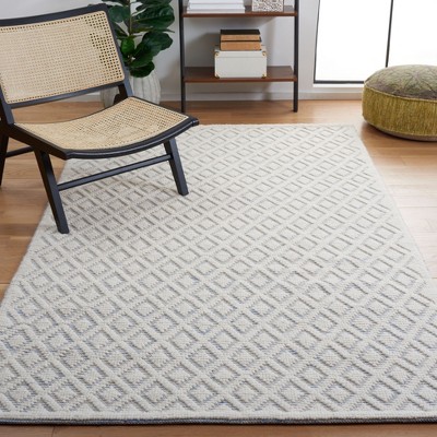 Hand-Knotted Light Blue Wool Rectangular Area Rug 4' x 6'