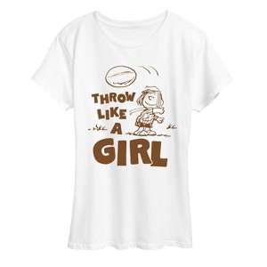 Women's - Peanuts - Throw Like A Girl Short Sleeve Graphic T-Shirt - 1 of 4
