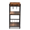 Cerne Oak and Finished Mobile Metal Bar Cart with Wine Bottle Rack Brown - Baxton Studio - 4 of 4
