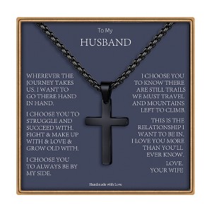 Turandoss Cross Necklace for Men Boys, Gold Silver Black Cross Pendant Necklace, Fathers Day Gifts for Men Boys Husband, Birthday Gifts for Son, 20In - 1 of 4