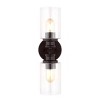 LED 2-Light Jules Edison Cylinder Iron/Seeded Glass Contemporary Wall Sconce Oil Rubbed Bronze - JONATHAN Y: Bathroom Vanity Lighting, Art Deco Style - 3 of 4