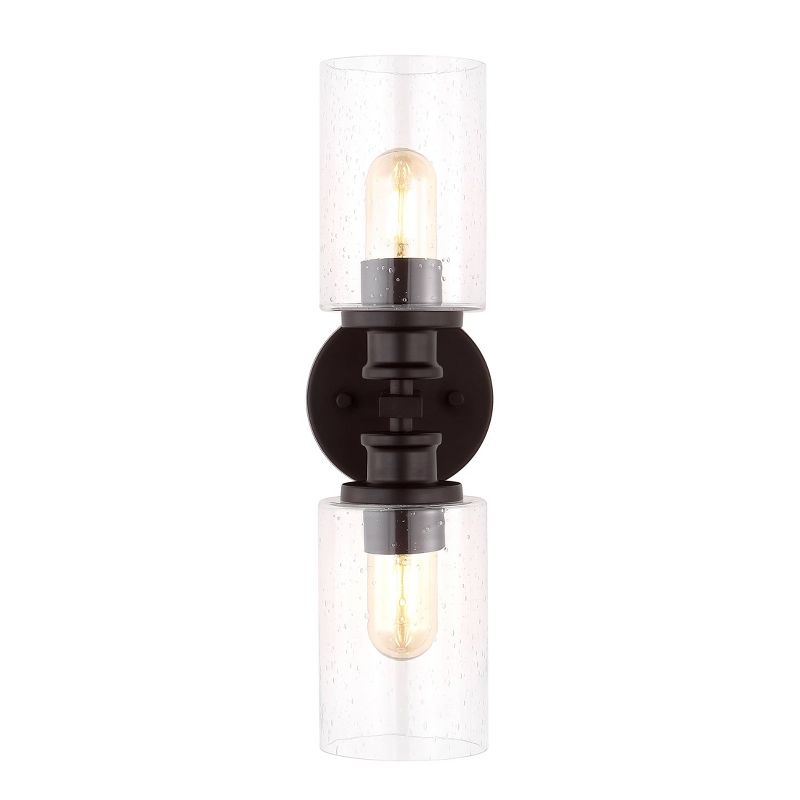 LED 2-Light Jules Edison Cylinder Iron/Seeded Glass Contemporary Wall Sconce Oil Rubbed Bronze - JONATHAN Y, 4 of 8