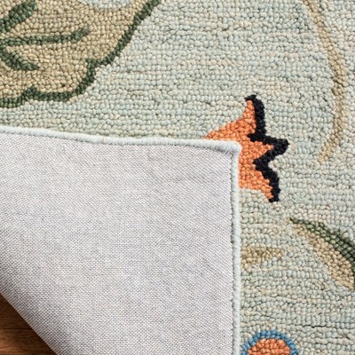 Handmade Blue Floral Wool Tufted Rectangular Rug 2'6" x 4'