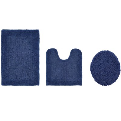 Edge Bath Rug 100% Premium Cotton Ultra-Soft Water Absorbent Tufted Solid Reversible 3 Piece Bathroom Rug Set for Machine Washable Bathmat