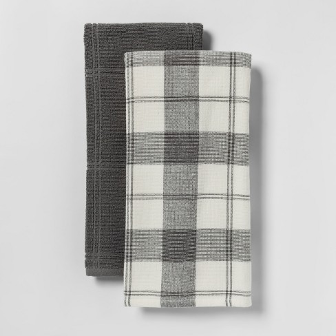 Check With Solid Kitchen Towel 2pk - Threshold™