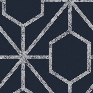 Rinku Navy Blue and Silver Geometric Paste the Wall Wallpaper - 1 of 4