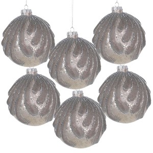 NAYSAYE Party Decoration and Accessories Set of 6 Glass Christmas Ball Ornament for Holiday Celebration, Silver, 3.9"*3.9"*0.09" - 1 of 4