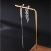 Solid 925 Sterling Silver Chain Dangle Earrings for Women Teens Asymmetric Tassel Dangle Earrings - 4 of 4