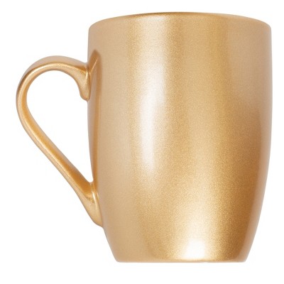 Gold Ceramic Mug with Winter Design, 12 oz