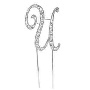 O'Creme Silver Rhinestone 'Letter U' Cake Topper - 1 of 3