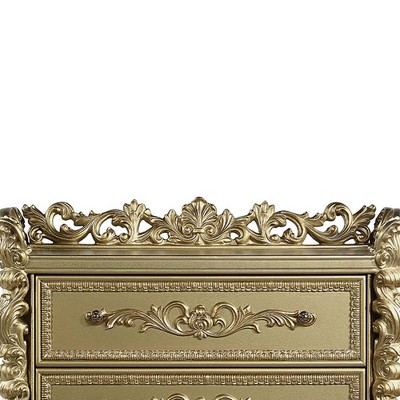 Bernadette Gold Finish Rococo Style Chest with Felt Lined Drawers