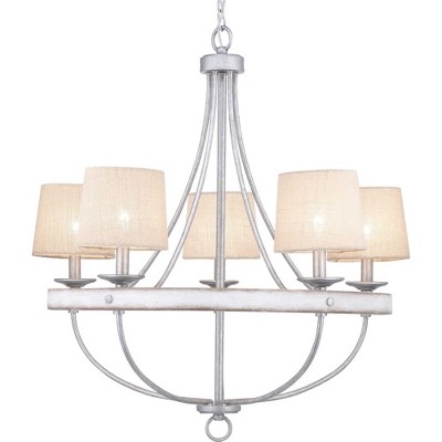 Gulliver 5-Light Galvanized Chandelier with Weathered Driftwood Texture