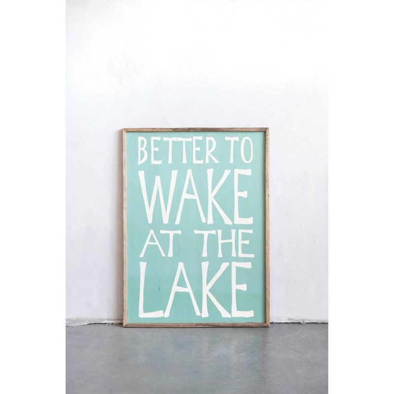 Better To Wake At the Lake&#39; Recycled Wood Wall Decor Blue - Storied Home, 3 of 4