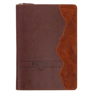 Journal Classic Zip Brown Faith Mountains Matt. 17:20 - (Leather Bound) - 1 of 1