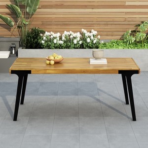 FURNIinspire Patio End Table, Waterproof Portable Patio Small Side Table for Garden, Balcony, Courtyard, Poolside, Patio, Brown, 69"*32"*30" - 1 of 4