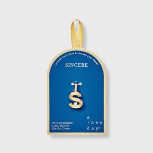 14K Gold Dipped Cubic Zirconia Ribbed Letter Charm - A New Day™ Gold - 1 of 2