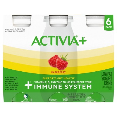 Activia+ Probiotic Raspberry Lowfat Yogurt Drinks - 6ct/3.1 fl oz