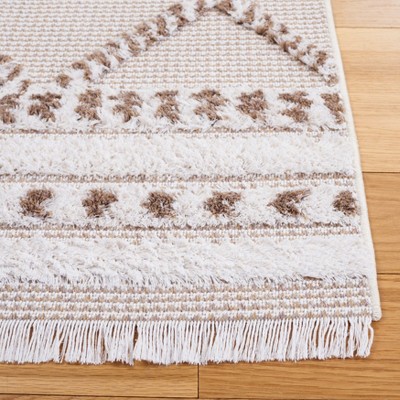 Ivory Beige Flat Woven Synthetic Square Rug 54" x 54"
