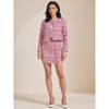 INSPIRE CHIC Women's Plaid Tweed Button Down Long Sleeve Mini Skirt Blazer Sets 2PCS - 3 of 4