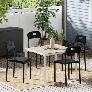 Outdoor Patio Dining Chairs, Stackable Plastic Kitchen Chairs, Steel Legs Support, Waterproof & Stain-Resistant, Easy Assembly for Home, Office - 1 of 4