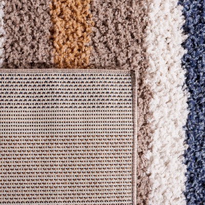 Ivory Geometric Shag 8' x 10' Hand-knotted Area Rug