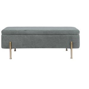 GDFStudio Baldwin Modern 43.7" Chenille  Upholstered Storage Ottoman with Dual Hinges, Green - 1 of 4