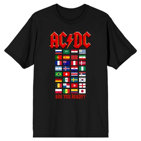 ACDC World Tour Flags Crew Neck Short Sleeve Men's Black T-shirt-Small