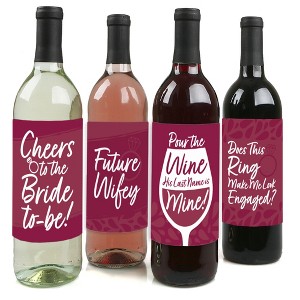 Big Dot of Happiness Burgundy Elegantly Simple - Wedding or Bridal Shower Guest Party Favors Decorations  - Wine Bottle Label Stickers - Set of 4 - 1 of 4