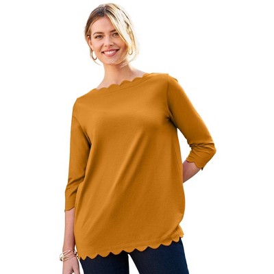 Jessica London Women's Plus Size Scallop Boatneck Tunic