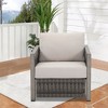 COWLOWN Modern Aluminum Outdoor Single Sofa, Woven Rattan & Webbing Lounge Chair with Cushions, Weather-Resistant Patio Seating - 3 of 4