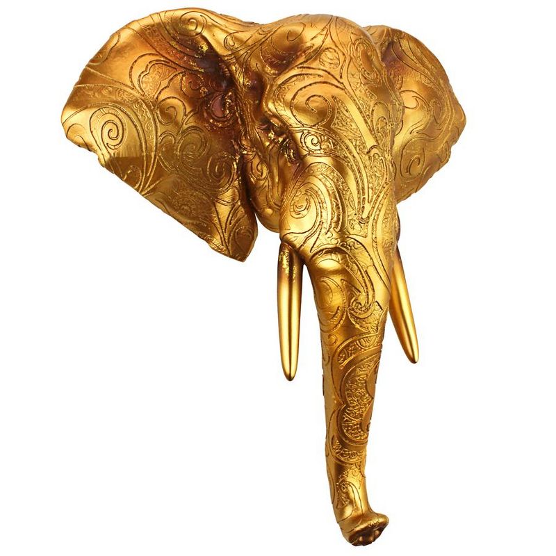 Design Toscano Good Fortune Golden Mandala Elephant Wall Sculpture, 3 of 8