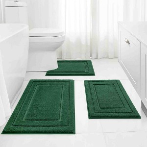 BAGOKIE 3pc Soft Microfiber Bathroom Rug Set - 1 of 4