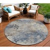 HomeRoots 8' Denim Blue Beige And Charcoal Round Abstract Washable Indoor Outdoor Area Rug - 2 of 4