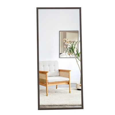 FURNIinspire Full Length Mirrors Premium Black Wood Frame Contemporary Dressing Mirror for Fashionable Modern Bedrooms, Black, 71"*1"*31.4"
